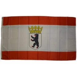 Flagge Berlin Bär mit Krone 250 x 150 cm Fahne mit 3 Ösen 100g/m² Stoffgewicht Hissen