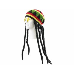 infactory Jamaika Dreadlocks Perrücke mit Brille Dread Locks Verkleidung Kostüm