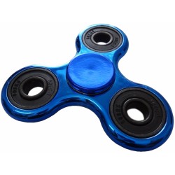 Fidget Finger Hand Spinner blau im Metallic Look mit Profi Kugellager Chrom Optik