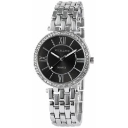 Excellanc 1508 Damen Armbanduhr mit silberfarbenem Metallarmband Strass Uhr Damenuhr