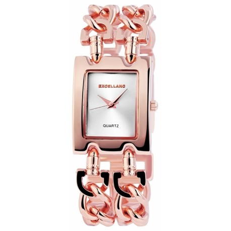 Excellanc 1518 Damen Armbanduhr Farbe roségold mit Metall Kettenarmband Damenuhr Uhr