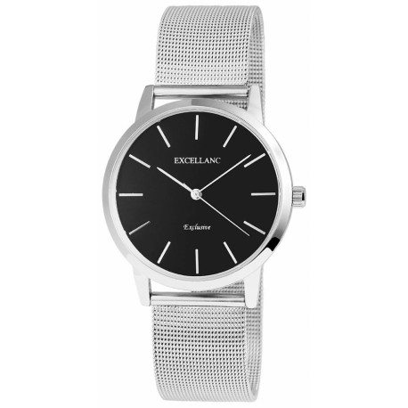 Excellanc 1521 Damen Armbanduhr Farbe silber mit Netzoptik Metallarmband
