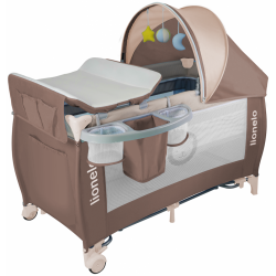 Lionelo Sven Plus in braun Kinder Baby Reisebett mit Wickeltisch Kinderbett Babybett