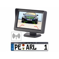 Lescars Funk-Rückfahrkamera 10,9-cm-TFT-Monitor Rückfahrhilfe im Nummernschild