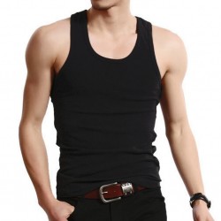 4 x Herren Feinripp Unterhemd Tank Top schwarz Gr. L von Garcia Pescara aus Baumwolle