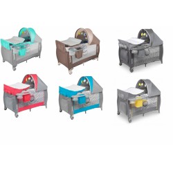Lionelo Sven Plus in Blau,Grau,Türkis,Rot,Gelb und Braun Kinder Baby Reisebett mit Wickeltisch Kinderbett Babybett