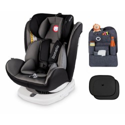 Lionelo Bastiaan grau + ORGANIZER + Sonnenschutz Auto Kindersitz mit Isofix Baby Autositz