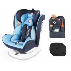 Lionelo Bastiaan blau + ORGANIZER + Sonnenschutz Auto Kindersitz mit Isofix Baby Autositz