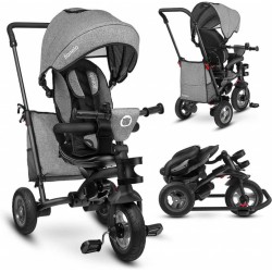 Lionelo Tris Grey Dreirad Laufrad Kinder Fahrrad mit Schiebestange Gummireifen