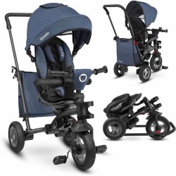 Lionelo Tris Jeans blau Dreirad Laufrad Kinder Fahrrad mit Schiebestange Gummireifen